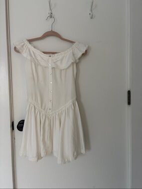 Frankie's Bikinis Ivory Off-Shoulder Mini Dress